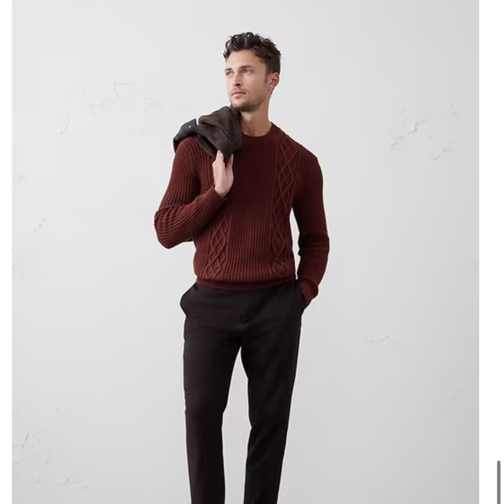 Men's Brown Cable Knit Sweater